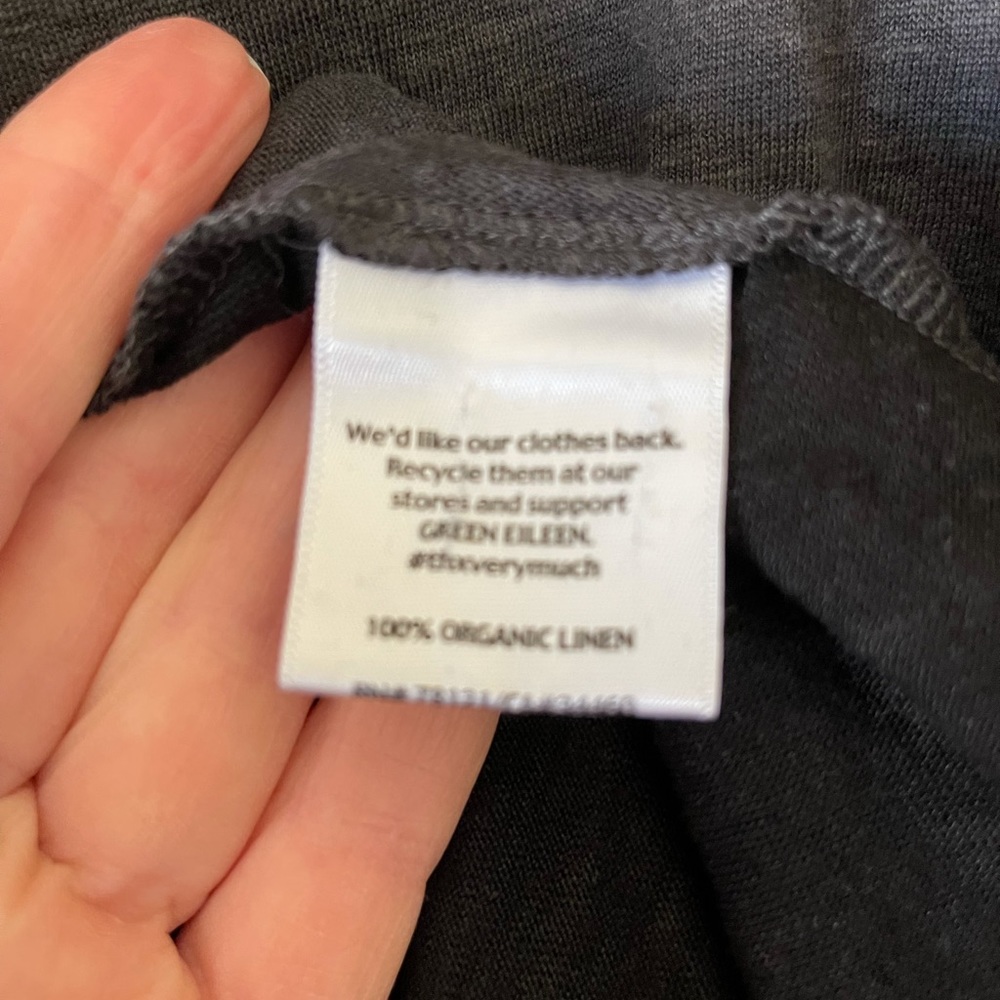 Eileen Fisher Charcoal Gray Long V-Neck Linen Dress - Picture 4 of 8